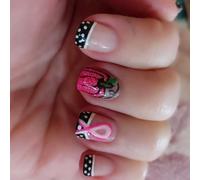 Lot De 24 Ongles Artificiels Élégants À Pois Rouges Roses À Pression Avec Design Français Classique Longue Tenue Confortable Pointe Française Festonné Rose Rouge