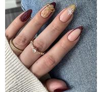 Lot de 24 ongles artificiels sur le thème de Noël, motif flocon de neige, faux ongles en ABS pour fête, voyage et occasions spéciales, ongles artificiels à application rapide