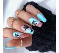 Lot de 24 ongles brillants - Presse sur ongles - Bâton de noix de coco - Ongles acryliques dégradés