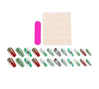 Lot de 24 ongles réutilisables à presser - Motif de Noël - Avec gel adhésif et planche à émeri - Facile à utiliser - Pour les fêtes, Noël