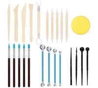 Lot de 24 outils de modelage, kit d'argile, outils de poterie, outils de sculpture en argile polymère, outils de sculpture en bois pour professionnels et débutants, outils de modélisation en argile
