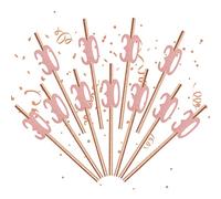 Lot de 24 pailles d'anniversaire en papier or rose pour décoration de table d'anniversaire 30 ans