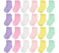 Lot de 24 paires de chaussettes colorées respirantes pour enfants de 0 à 13 ans, multicolore, 7-10 ans