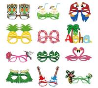 Lot de 24 paires de lunettes de soleil Luau pour fête - Lunettes hawaïennes amusantes - Décorations de fête tropicales - Thème estival - Plage tropicale - Créatives - Thème hawaïen - Accessoires de fête