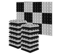 Lot de 24 panneaux acoustiques, 25 x 25 x 5 cm, panneaux acoustiques en mousse absorbant le bruit, haute densité for studio et cinéma(12 black+12 gray)