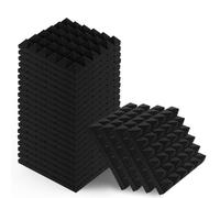 Lot de 24 panneaux acoustiques autocollants en mousse acoustique, 30 x 30 x 5 cm, pour isolation phonique, mur, pyramide, tapis d'insonorisation, pour studio d'enregistrement, noir (avec colle)
