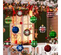 Lot de 24 panneaux de décoration de Noël avec ornements en plastique double face, pour une utilisation en extérieur, adaptées pour accrocher dans les cours, jardins et porches (011)