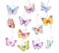 Lot de 24 papillons multicolores pour décoration d'anniversaire, de style fantastique pour le printemps, l'été, les mariages, les anniversaires d'enfants (B)