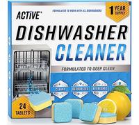 Lot de 24 pastilles détartrantes et désodorisantes pour lave-vaisselle formulées pour nettoyer la machine à laver, très résistantes et sûres septiques, dissolvant naturel pour le calcaire, l'eau dure,