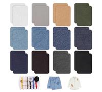 Lot de 24 patchs thermocollants - 1 kit de couture - Patch thermocollant pour tissu - Patch thermocollant carré pour vêtements - Kit de réparation de vêtements