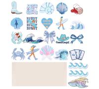 Lot de 24 patchs thermocollants - Motif animaux marins - Avec motifs d'été et de mer - Motif cowgirl - Kit de broderie multifonction pour chapeaux, jeans, vestes, sacs à dos, chapeaux (style 1,24