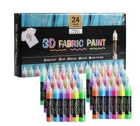 Lot de 24 peintures pour tissu - Collection de coloriage textile - 2,2 x 12,2 cm, peintures de décoration sur toile pour artistes, débutants, adultes, œuvres créatives | Conception de vêtements
