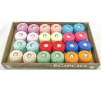 ▷ Lot de 24 pelotes Ne 8/2 assorties de couleurs claires en coton perlé 100 % égyptien mercerisé pour tricot ou crochet avec une finition élégante. (24 x 20 g)