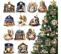 Lot de 24 pendentifs de Noël en bois - Décoration de sapin de Noël - Décoration en bois - Décoration d'arbre de Noël - Décoration de sapin de Noël