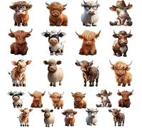 Lot de 24 pendentifs en forme de vache de Noël - Figurine amusante en bois pour cime d'arbre - Pour appartement, ferme, pays, fête, décoration de porte, arbre
