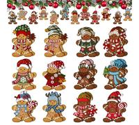 Lot de 24 pendentifs en pain d'épice en pain d'épice - Décoration d'arbre de Noël à suspendre - Décoration de Noël en pain d'épices - Pour fête à la maison