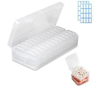 Lot de 24 petites boîtes de rangement avec couvercle 5,5 x 5,5 x 2 cm et 1 grande boîte de rangement transparente pour perles à repasser avec couvercle à charnière pour perles, bijoux, pilules,