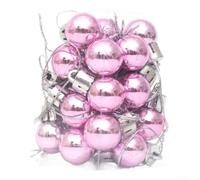 Lot de 24 petites boules de Noël en plastique de 2 cm avec boucles de suspension pour couronne de table, artisanat, décoration de vacances, couleurs assorties (rose)