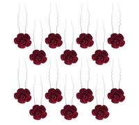 Lot de 24 petites épingles à cheveux en forme de rose rouge bordeaux - Pinces à cheveux pour mariage - Épingles à cheveux florales pour chignon - Épingles à cheveux pour demoiselles d'honneur - Pour