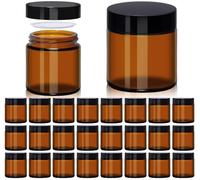 Lot de 24 petits bocaux en verre ambré de 120 ml avec couvercles étanches avec doublures intérieures, ouverture large et lisse, hermétiques pour crèmes, lotions, huiles essentielles, beurre corporel