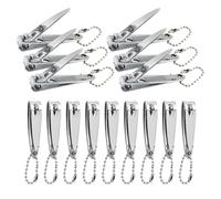 Lot de 24 petits coupe-ongles en acier inoxydable avec bords incurvés pour les doigts et les orteils, taille de voyage avec porte-clés en perles pour adultes