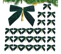 Lot de 24 petits nœuds de Noël en velours - Petits nœuds décoratifs en velours pour sapin de Noël pour porte, fenêtre, décoration intérieure et extérieure, 8,9 x 8,9 cm