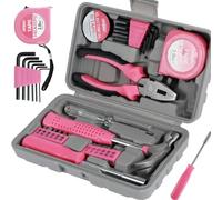 Lot de 24 petits outils pour homme et femme - Mini outils à main - Boîte à outils de réparation à domicile avec outils inclus - Marteau, clé Allen, ruban électrique, tournevis, stylo de test, pince,