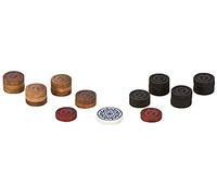 Lot de 24 pièces de jeu de carrom traditionnelles en bois avec 1 percuteur inclus - Pièces corrom pour enfants et adultes