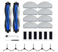 Lot de 24 pièces de rechange compatibles avec Ecovacs Deebot N20e Plus Robot Aspirateur Accessoires y compris 2 brosses principales, 6 brosses latérales, 6 filtres, 8 serpillères, 1 outil de nettoyage
