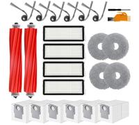 Lot de 24 pièces de Rechange compatibles avec Roborock QV 35A / QR 798 / QR 598 Robot Aspirateur Accessoires Brosse Principale Brosse latérale Filtre HEPA Sacs à poussière