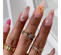 Lot de 24 pièces élégantes pour ongles avec perles et fleurs pour une beauté intemporelle