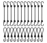 Lot de 24 Pièces Tendeurs Elastique avec Crochets, Cordes élastiques Tendeur Robuste 30 cm,Sandow Elastique 16 cm,Corde Elastique pour Camping, Tente, Bâche, Bagages, Bannières, Affiches,Voyage