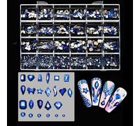 Lot de 24 pierres à dos plat pour ongles - Décoration artistique - Mélange de strass