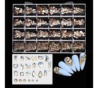 Lot de 24 pierres à dos plat pour ongles - Décoration artistique - Mélange de strass