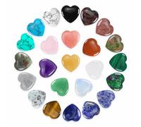 Lot de 24 pierres en forme de cœur - Porte-bonheur - Cristal - Pierres précieuses colorées - Pour chakra, méditation, équilibre Reiki