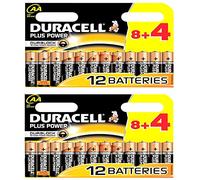 Lot de 24 piles alcalines AA Duralock Duracell Plus Power 1,5 V MN1500 LR06 - 2 x 8 + 4