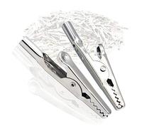 Lot de 24 pinces crocodiles argentées en métal plaqué nickel pour tests électriques en laboratoire et câbles de 51 mm