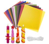 Lot De 24 Plaques De Cire D'abeille Colorées, Kit De Fabrication De Bougies Beeswax Pour Enfants, Feuilles De Cire D'abeille, 12 Couleurs Kit Fabrication Bougie Pour Adultes Et Enfants(20 X 20cm)
