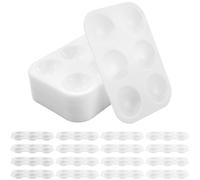 Lot de 24 plateaux de peinture en plastique blanc - Palette de mélange rectangulaire - 6 vagues - Pour artistes - Aquarelle - Peinture acrylique