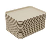 Lot de 24 plateaux de service en plastique : plateaux antidérapants en polypropylène pour restauration rapide, café et restauration | 36 x 27 x 2 cm rectangulaire, passe au micro-ondes et au