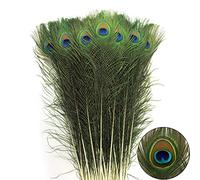 Lot de 24 plumes de paon longues naturelles en vrac 80-90 cm pour vase, artisanat, vase, mariage, maison, fête, décoration de Noël