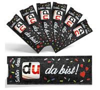 Lot de 24 pochettes en feutre pour cadeaux d'invités, cadeaux d'invités, cadeaux d'invités, cadeaux de motivation, mariage, confirmation, baptême, anniversaire (« Schön dass du da bist A »)