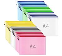 Lot de 24 pochettes en plastique à fermeture éclair A4 extra épaisses