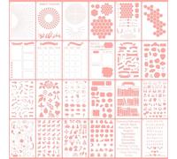 Lot de 24 pochoirs Bullet Journal pour planificateur A5 | Modèles réutilisables pour carnet et calendrier | Accessoires Bullet Journal | Pochoir lettres