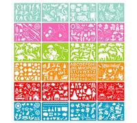 Lot de 24 pochoirs de peinture à graffit, thème de Noël, lettres creuses, chiffres, graffiti, pochoirs pour enfants