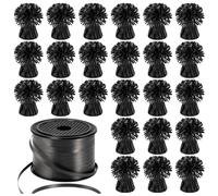 Lot de 24 poids de ballons en forme d'ancre métallique avec 1 rouleau de ruban ondulé noir pour ballons, table, fête, décoration d'anniversaire (noir)