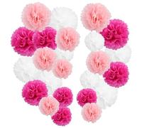 Lot de 24 pompons décoratifs roses - Décoration de mariage, de rentrée des classes - Pompons en papier de soie - Décoration de communion pour anniversaire, mariage, Saint-Valentin (rose clair, rose,