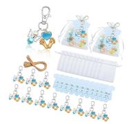 Lot de 24 porte-clés avec empreintes de pieds de bébé angéliques pour fêtes prénatales avec sacs cadeaux et cartes en organza blanc