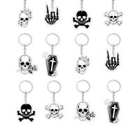 Lot de 24 porte-clés gothiques en acrylique avec motif tête de mort et tombe, pour 30e anniversaire - Pour Halloween, mariage, enterrement de vie de jeune fille, enterrement de vie de jeune fille