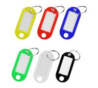 Lot de 24 porte-clés inscriptibles avec étiquettes - 6 couleurs, boîte en plastique avec étiquettes supplémentaires, porte-clés et porte-clés avec anneau également pour animaux de compagnie, bagages